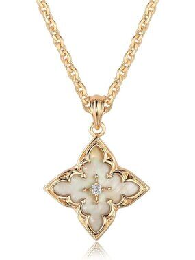 Women's White and Glod Adjustable Chain Choker Charm Pendant Lucky Necklaces